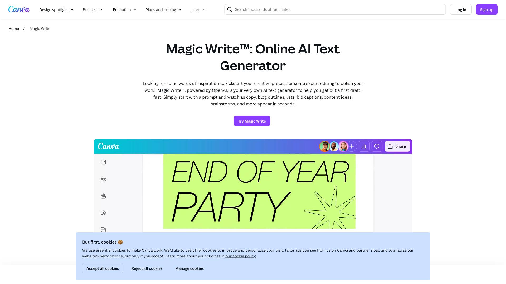 Canva Magic Write Screenshot