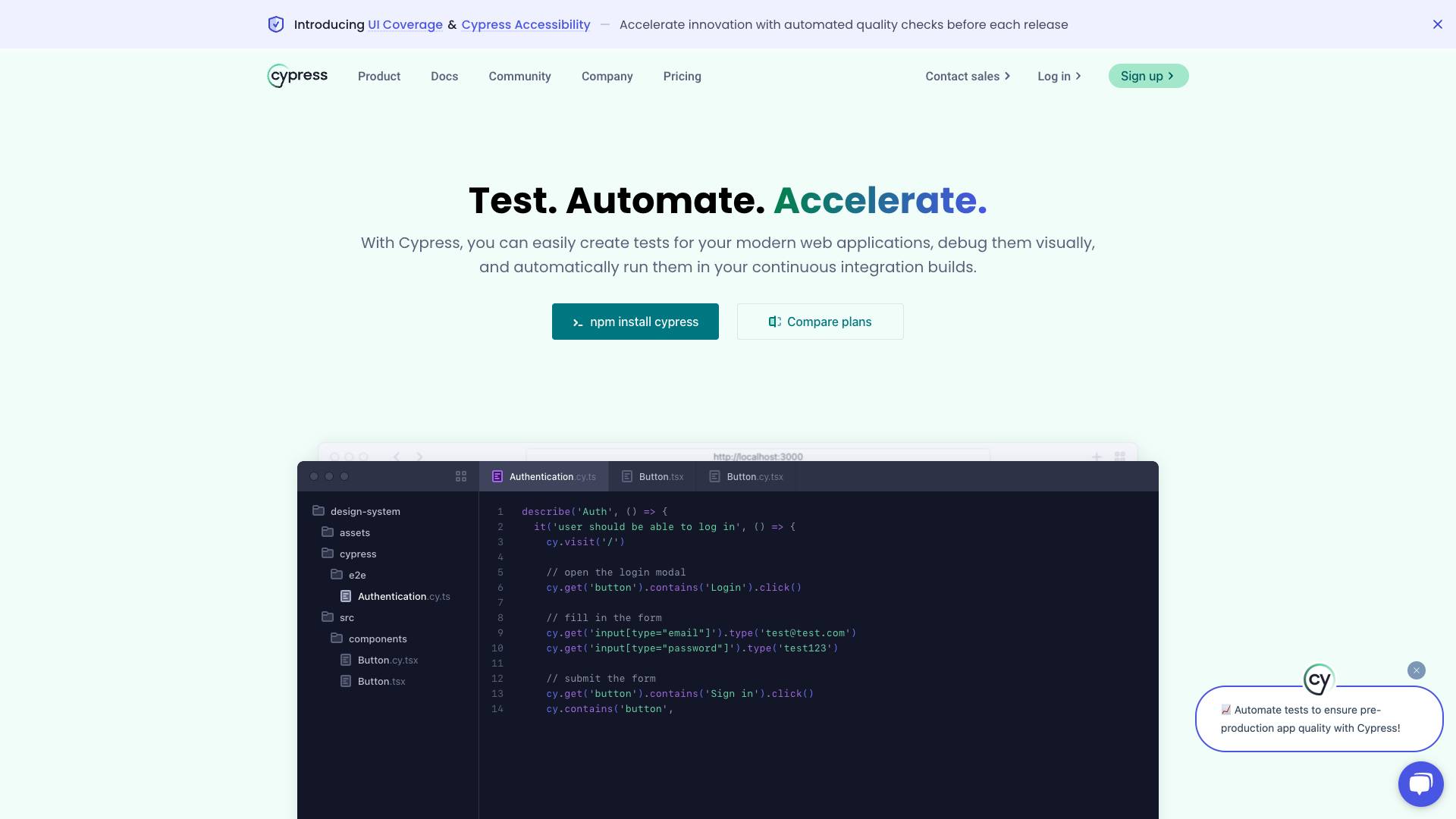 Cypress.io Screenshot