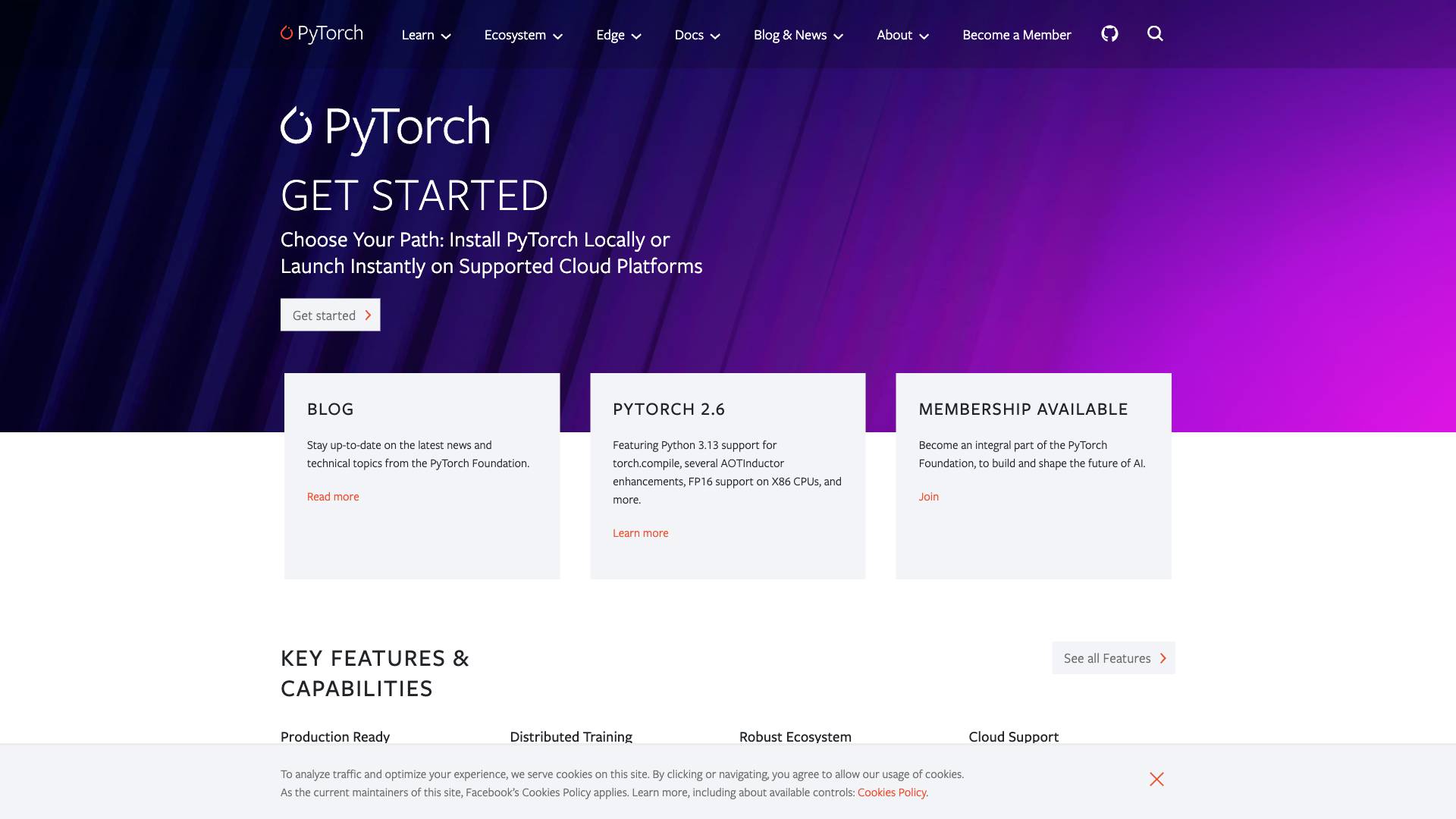 Facebook’s PyTorch Screenshot