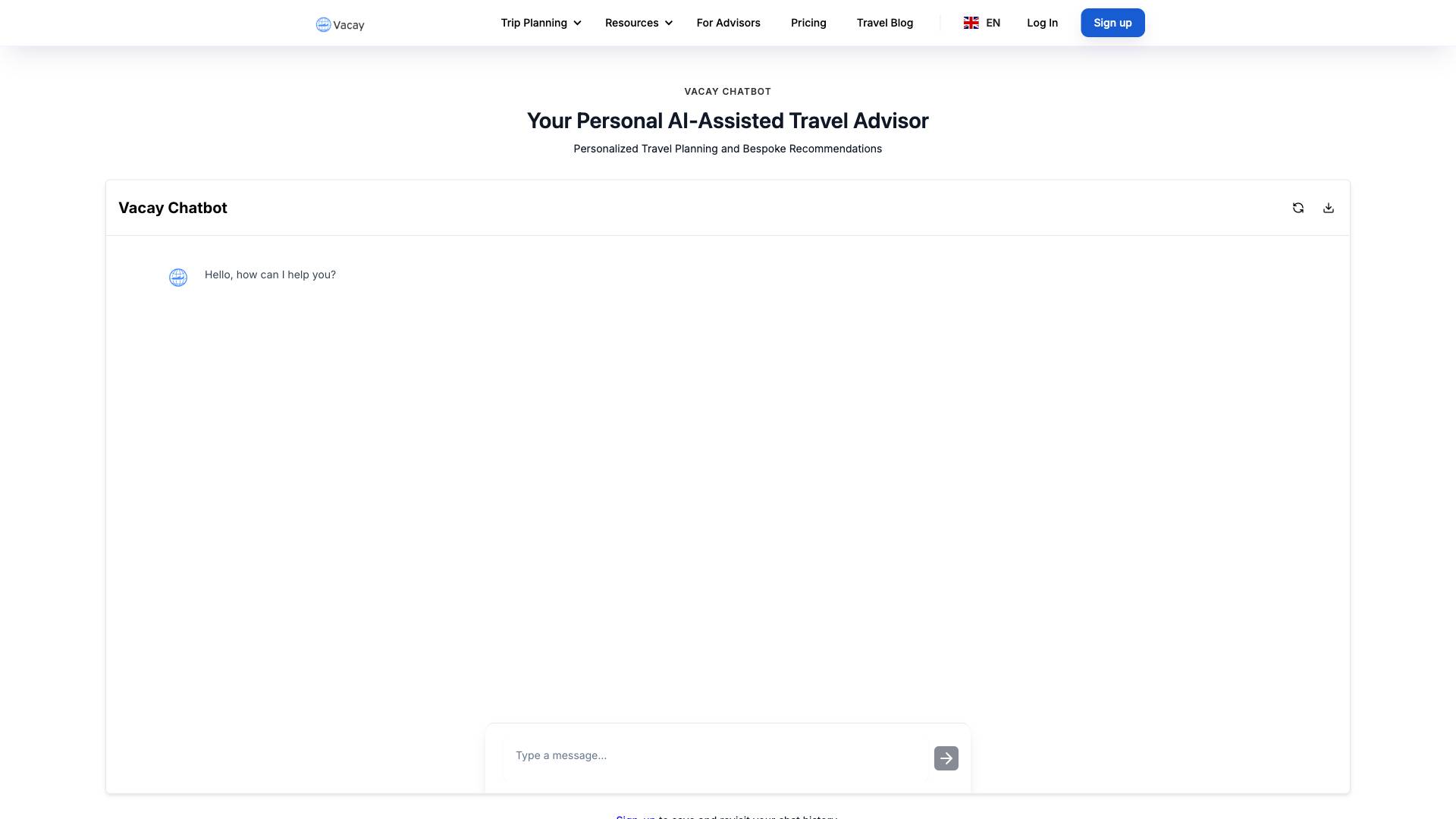 Vacation & Travel Chat (GPT) Screenshot